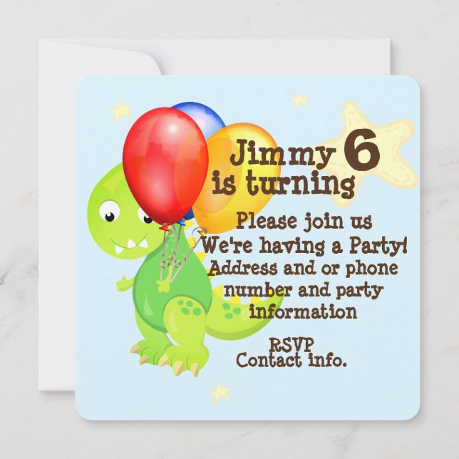 Invitación Fiesta de Cumpleaños Jungla de Dinosaurios (Reverso)