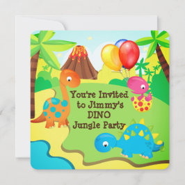 Invitación Fiesta de Cumpleaños Jungla de Dinosaurios