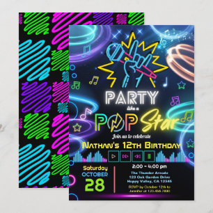 Invitación Fiesta de Cumpleaños Karaoke como una Estrella de