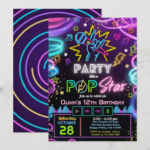 Invitación Fiesta de Cumpleaños Karaoke como una Estrella de