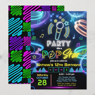 Invitación Fiesta de Cumpleaños Karaoke como una Estrella de
