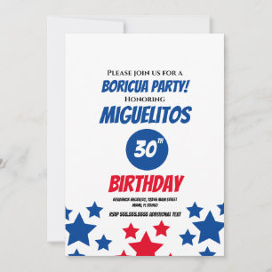 Invitación Fiesta de Cumpleaños Latina Puertorriqueña Azul