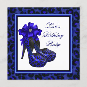 Invitación Fiesta de cumpleaños Leopardo Azul Real