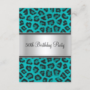 Invitación Fiesta de Cumpleaños Leopardo Pelaje Verde Azulado