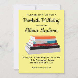 Invitación Fiesta de cumpleaños libresca para amantes de los