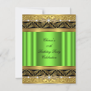Invitación Fiesta de Cumpleaños Lime Elegante Diamante Dorado