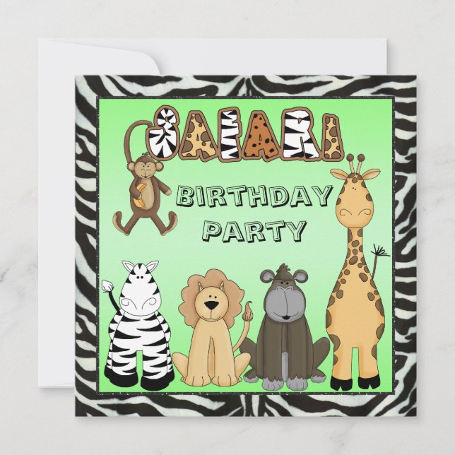 Invitación Fiesta de cumpleaños linda de los animales del (Anverso)