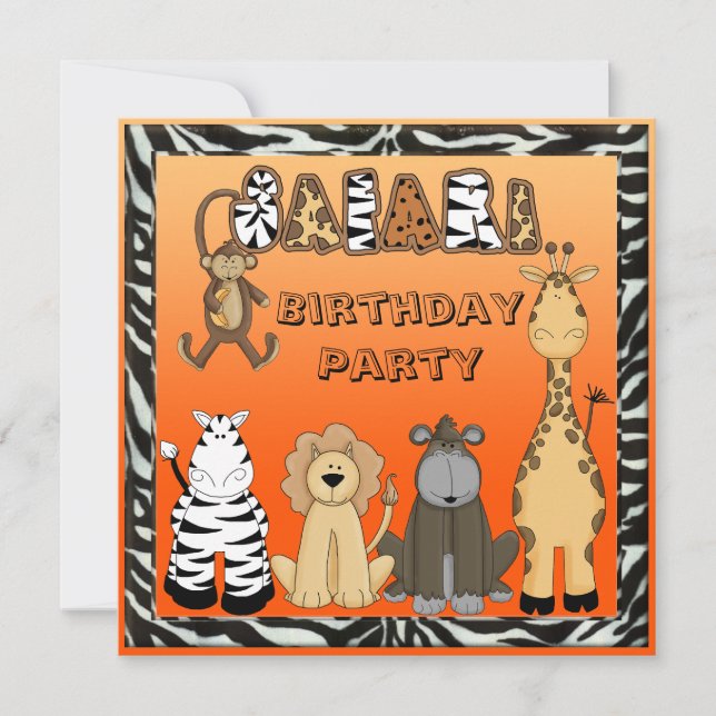 Invitación Fiesta de cumpleaños linda de los animales del (Anverso)
