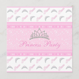 Invitación Fiesta de cumpleaños linda de princesa Tiaras Pink