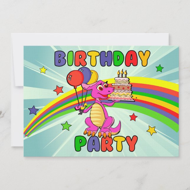 Invitación Fiesta de cumpleaños linda del dinosaurio de los (Anverso)