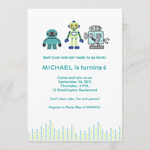 Invitación Fiesta de cumpleaños linda del robot