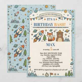 Invitación Fiesta de Cumpleaños Lindo Espacio y Bosque