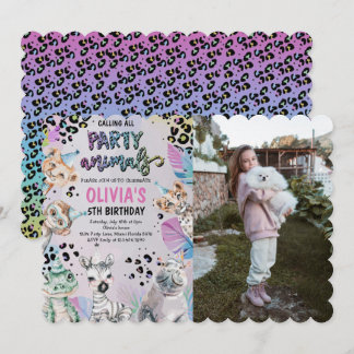 Invitación Fiesta de cumpleaños lindo foto de animales