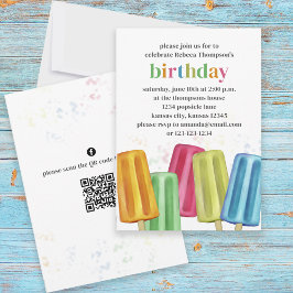 Invitación Fiesta de cumpleaños lindo Paletas de verano