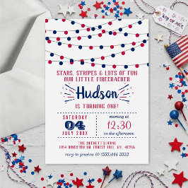 Invitación Fiesta de cumpleaños Little Firecracker 4 de julio