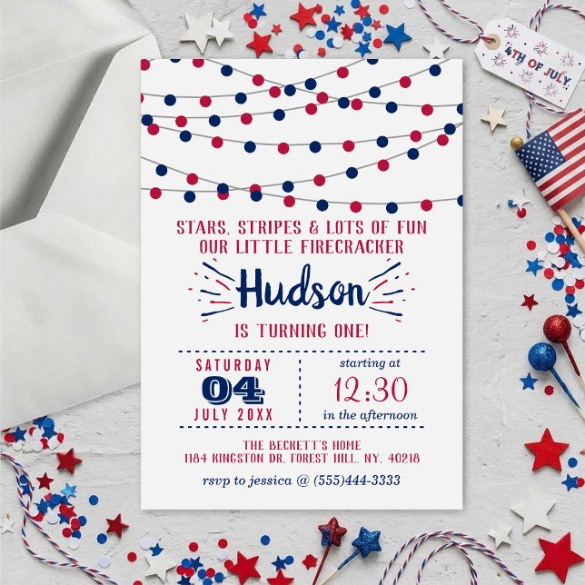 Invitación Fiesta de cumpleaños Little Firecracker 4 de julio (Subido por el creador)