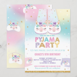 Invitación Fiesta de cumpleaños Llama Pajama
