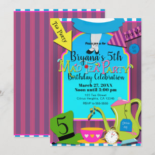 Invitación Fiesta de Cumpleaños Loca del Té de Alicia en el P