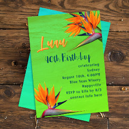 Invitación Fiesta de Cumpleaños Luau Flores Tropicales Lima