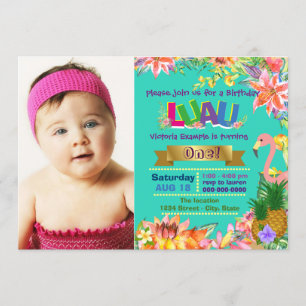 Invitación Fiesta de cumpleaños Luau Hawaiano para niñas