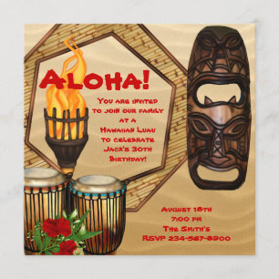 Invitación Fiesta de cumpleaños Luau Luau hawaiano