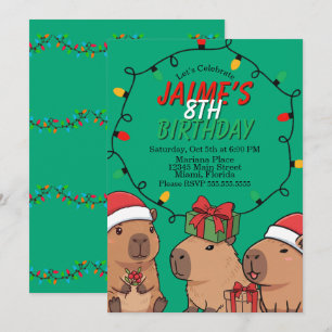 Invitación Fiesta de Cumpleaños Luces de Navidad de Carpincho