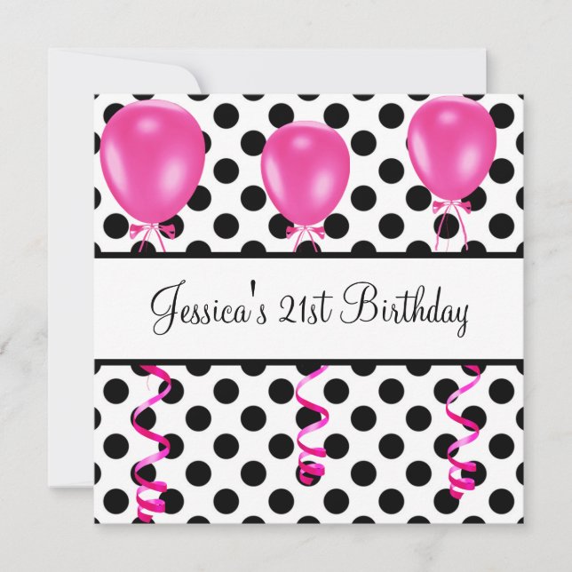 Invitación Fiesta de cumpleaños, lugares blancos y negros Glo (Anverso)