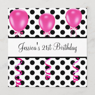 Invitación Fiesta de cumpleaños, lugares blancos y negros Glo