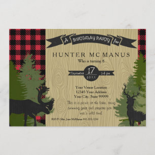 Invitación Fiesta de cumpleaños Lumberjack Forestal de Woodla