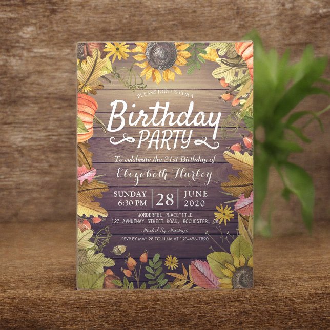 Invitación Fiesta de Cumpleaños Madera de Calabaza de Maple S (Subido por el creador)