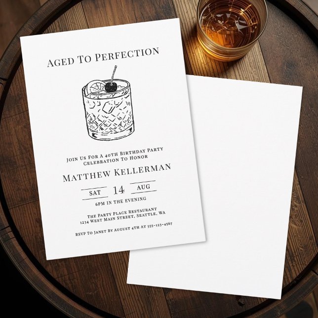 Invitación Fiesta de Cumpleaños Maduro a la Perfección (Aged To Perfection Birthday Party Invitation )