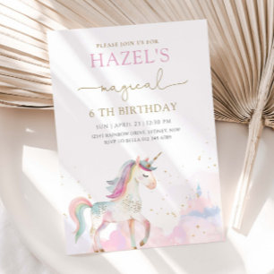 Invitación Fiesta de Cumpleaños Mágica de Unicornio para Cual