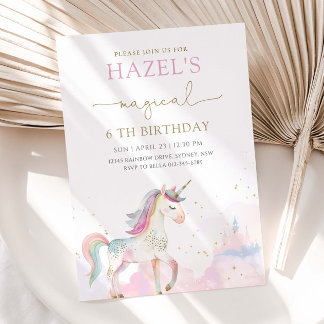 Invitación Fiesta de Cumpleaños Mágica de Unicornio para Cual
