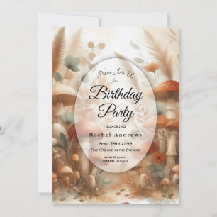 Invitación Fiesta de cumpleaños mágica del bosque con Seta de
