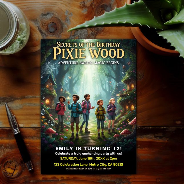 Invitación Fiesta de Cumpleaños Mágica en Pixie Wood (Subido por el creador)