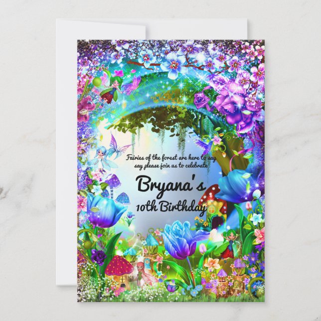 Invitación Fiesta de cumpleaños mágica encantada de la Selva  (Anverso)