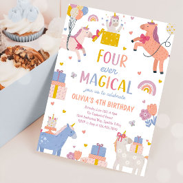 Invitación Fiesta de cumpleaños mágica para siempre Unicornio