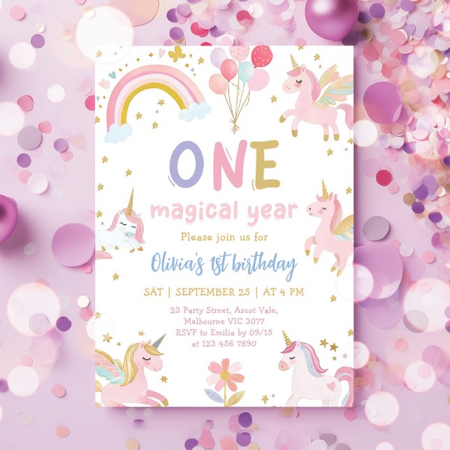 Invitación Fiesta de cumpleaños mágico de un unicornio 1  (Subido por el creador)