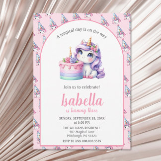 Invitación Fiesta de cumpleaños mágico de unicornio