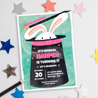 Invitación Fiesta de cumpleaños mágico rosado