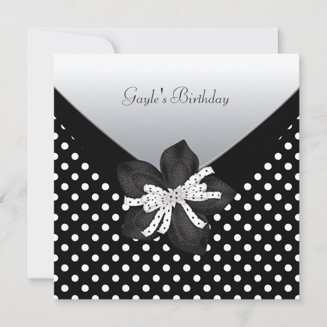 Invitación Fiesta de Cumpleaños Manchas Negras Blancas (Anverso)