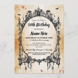 Invitación Fiesta de cumpleaños Marco gótico invita a Hallowe