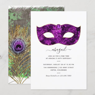 Invitación Fiesta de cumpleaños Mardi Gras Piedra preciosa tr