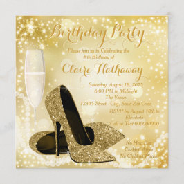 Invitación Fiesta de Cumpleaños Marfil y Dorado para Mujer