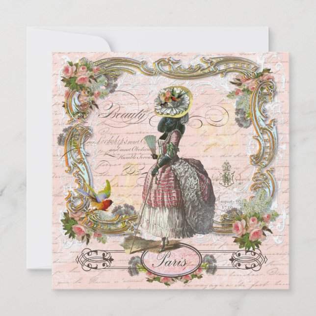 Invitación Fiesta de cumpleaños Marie Antoinette Poodle (Anverso)