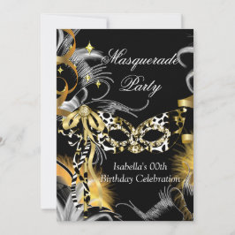 Invitación Fiesta de cumpleaños Mascarada Máscara Salvaje Oro