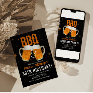 Invitación Fiesta de Cumpleaños Masculina BBQ y Cervezas