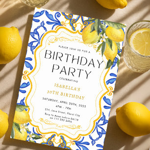Invitación Fiesta de cumpleaños mediterránea de verano con li