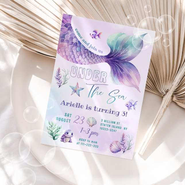 Invitación Fiesta de cumpleaños Mermaid Under the sea (Subido por el creador)