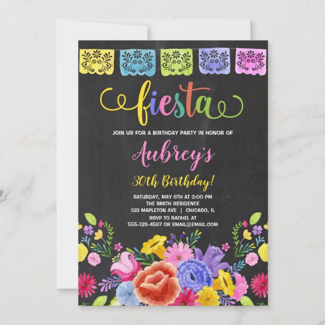 Invitación Fiesta de cumpleaños mexicana de la fiesta (Anverso)